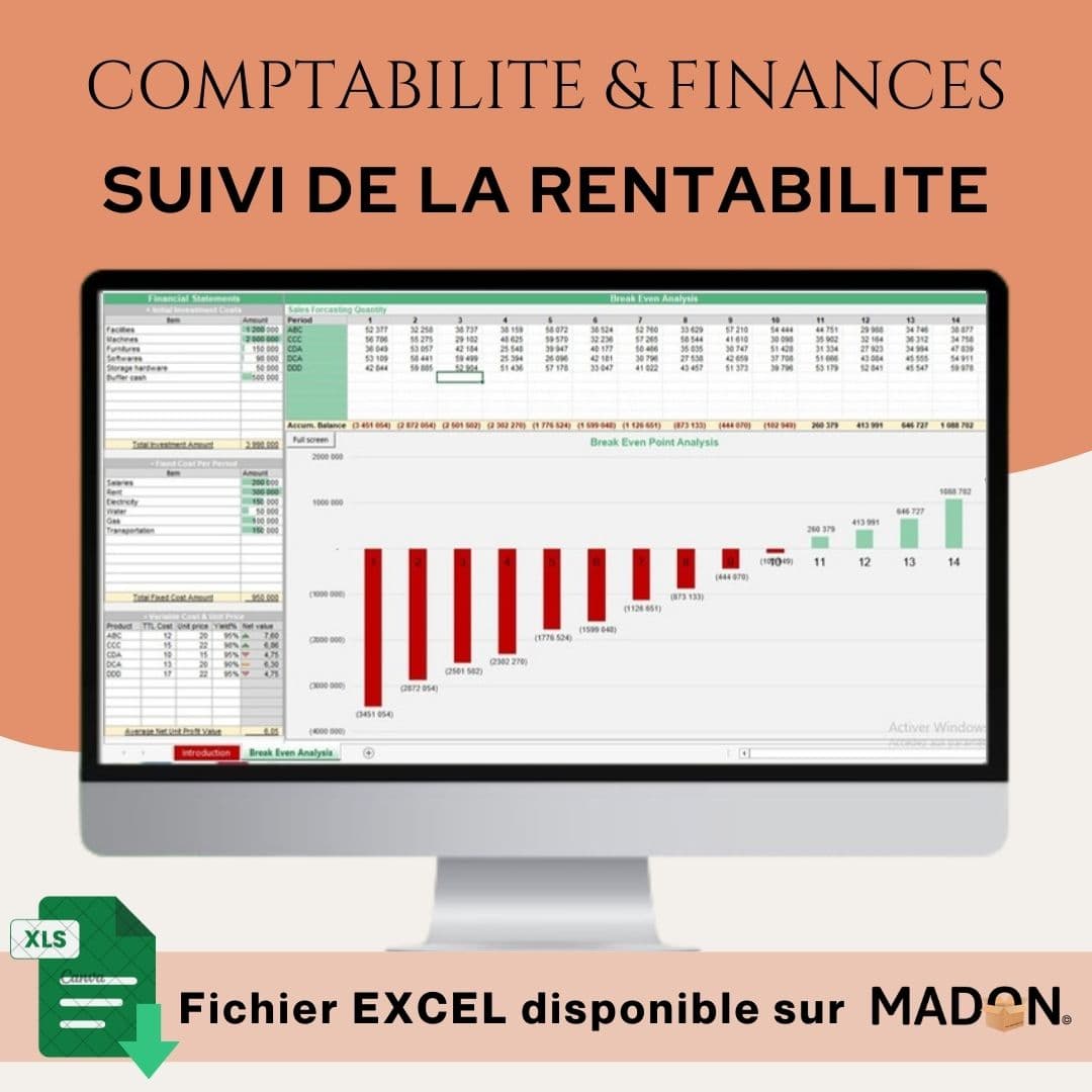Modèle Excel de Comptabilité & Finances Axé sur le Suivi de la Rentabilité